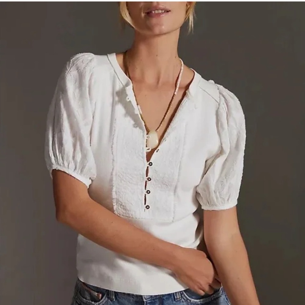 Pilcro White Button-Front Top